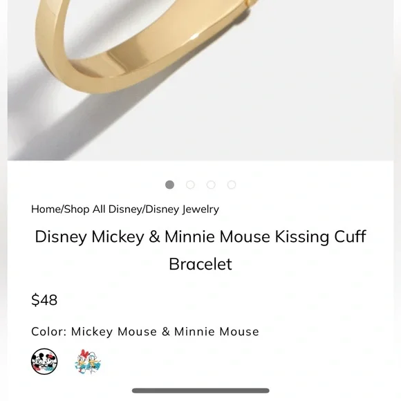 NWT Bauble Bar Disney Mickey & Minnie Mouse Kissing Cuff Bracelet - Picture 5 of 9
